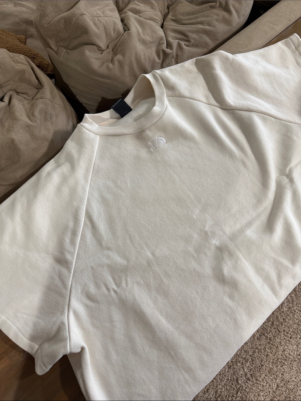 The North Face White Short-Sleeve dolman cropped sweatshirt